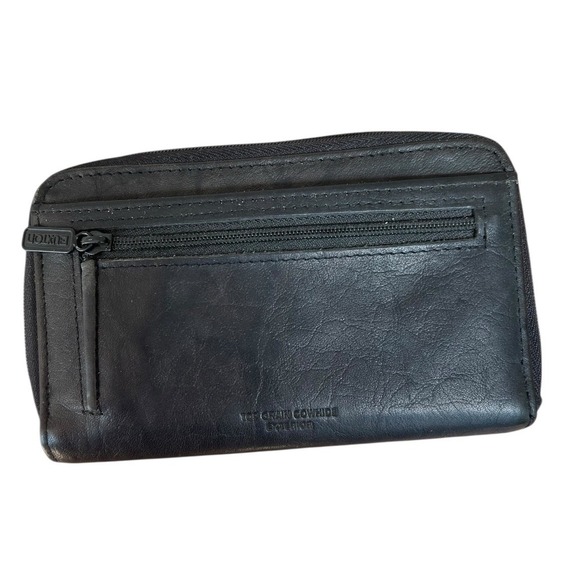 Buxton Double Zip Leather Organizer Wallet Black Unused With Mirror 6"x4" - Picture 11 of 14